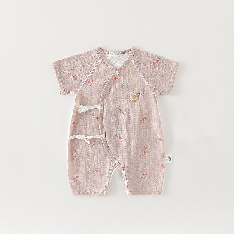 Baby Organic Cotton Wrap Short Sleeve Romper - Pink - 3-6M - image 2