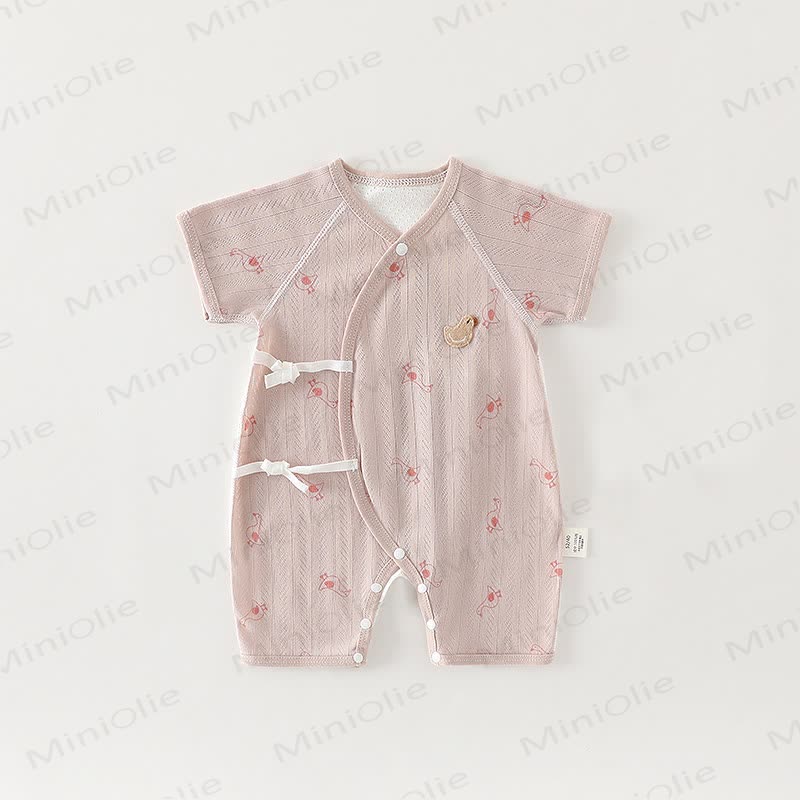 Baby Organic Cotton Wrap Short Sleeve Romper - Pink - 3-6M - image 2
