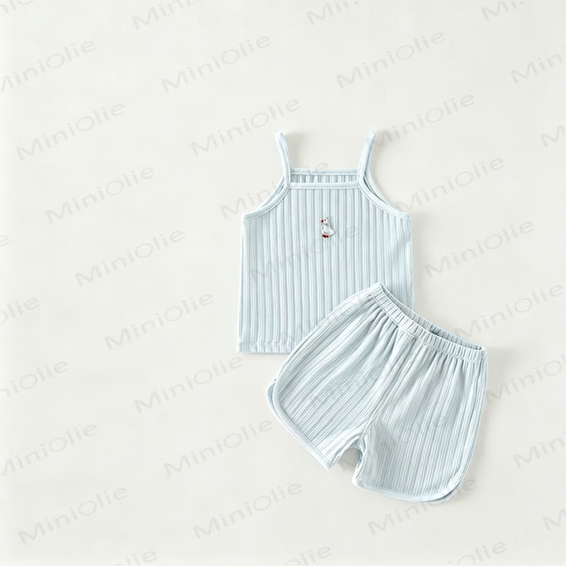 Baby Ribbed Tank Top and Shorts 2-Piece Set - Blue - 2-3T - image 2
