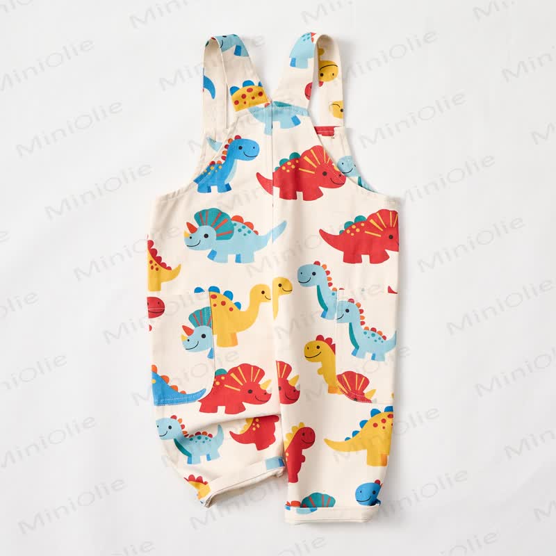 Baby Toddler Dinosaur Beige Pocket Overalls - image 2