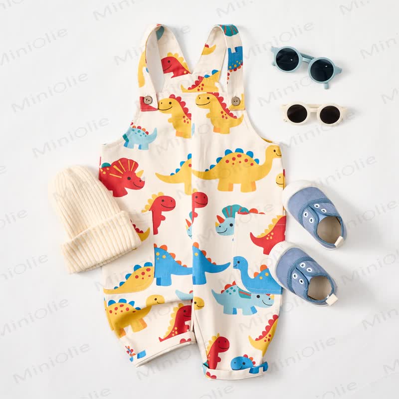 Baby Toddler Dinosaur Beige Pocket Overalls - Beige - 5-7T - image 1