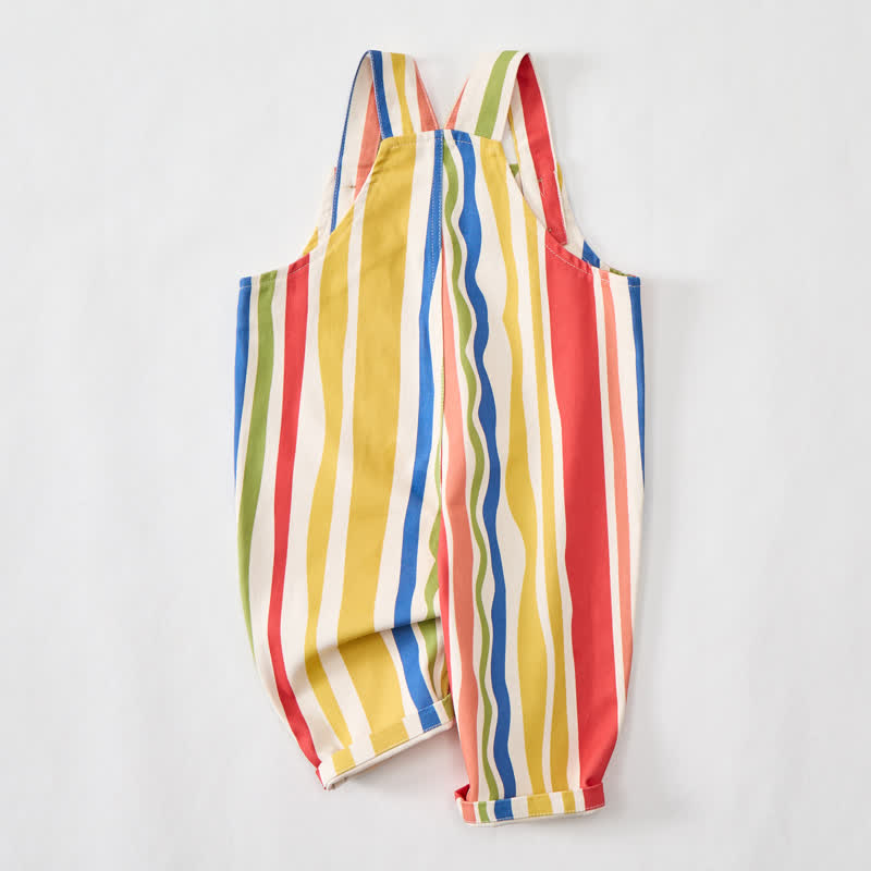 Baby Toddler Colorful Stripes Beige Pocket Overalls - image 2