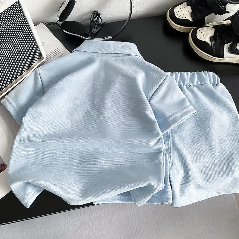 Toddler Boys Dog Embroidered Polo Shirt and Shorts 2-Piece Set - image 2