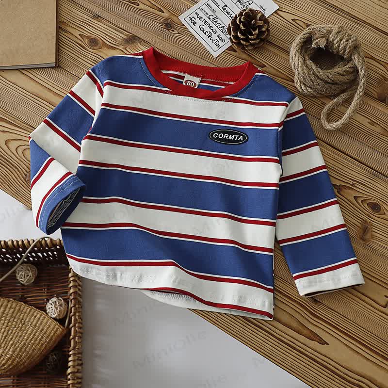 Toddler Boy Striped Long Sleeve T-Shirt - Blue - 6-7T - image 1