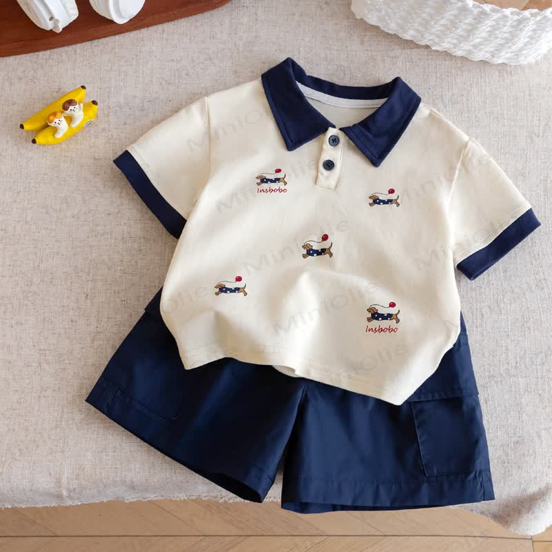 Toddler Polo Shirt or Tank Top with Shorts 2 Piece Set - Navy - 6-7T - image 1