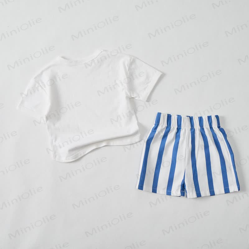 ITALY Baby Italian Flag Blue Vertical Striped 2-piece Shorts Set - image 2