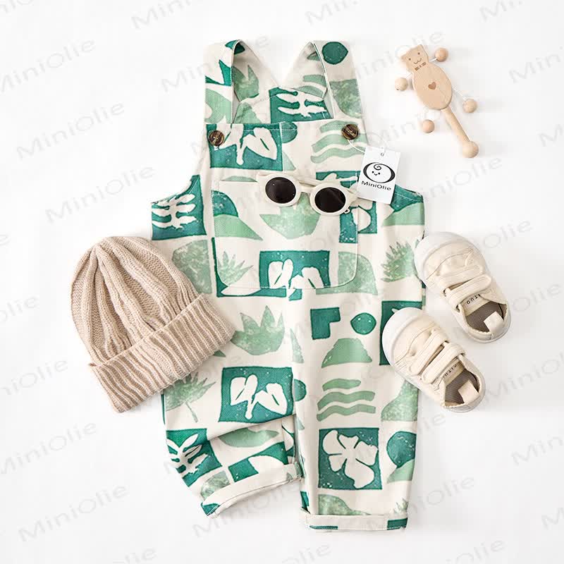 Baby Toddler Leaves Plaid Overalls - image 2