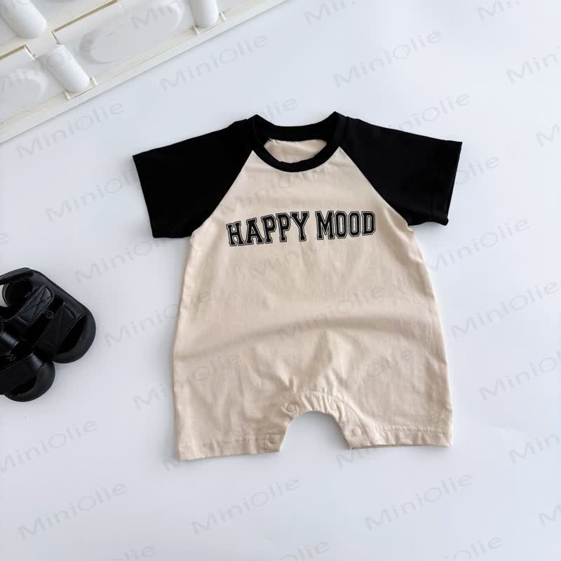 Baby Cotton Contrast Raglan Romper - Beige - 18-24M - image 2