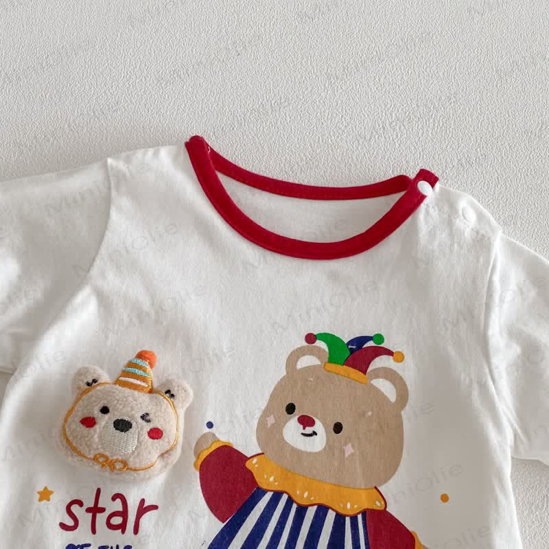 Baby Cotton Bear Print Romper with Hat - image 4
