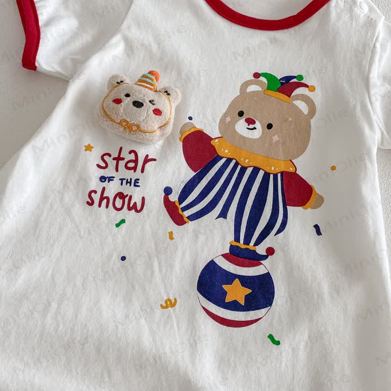 Baby Cotton Bear Print Romper with Hat - image 6