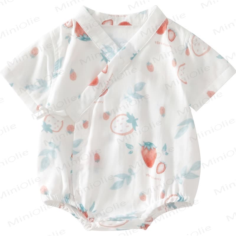 Baby Strawberry Bamboo Wrap Bodysuit - image 7