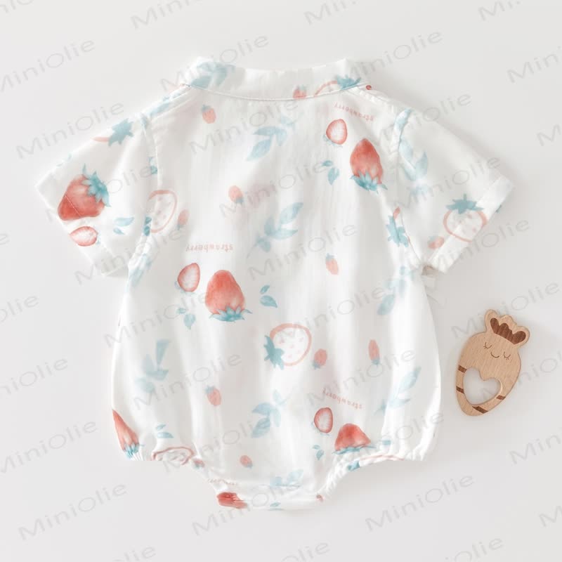 Baby Strawberry Bamboo Wrap Bodysuit - image 2