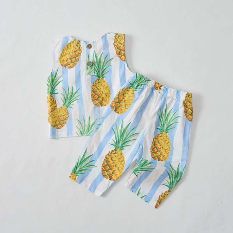 Baby Toddler Pineapple Blue Striped Sleeveless 2-piece Set - image 2