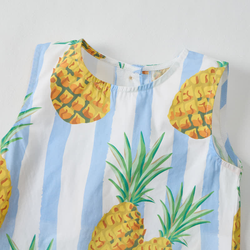 Baby Toddler Pineapple Blue Striped Sleeveless 2-piece Set - image 3
