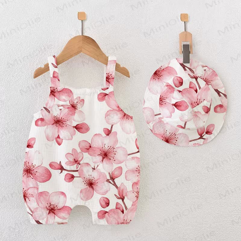 Baby Girl Sakura Romper with Hat - White - 18-24M - image 1