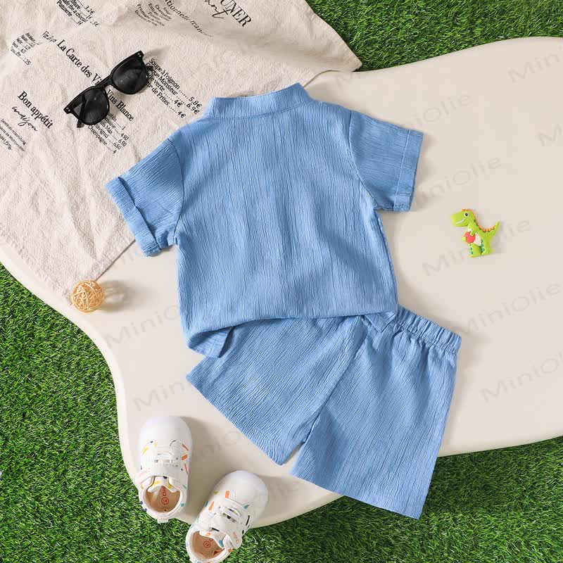 Baby Boy Solid Color Short-Sleeve Set - image 2