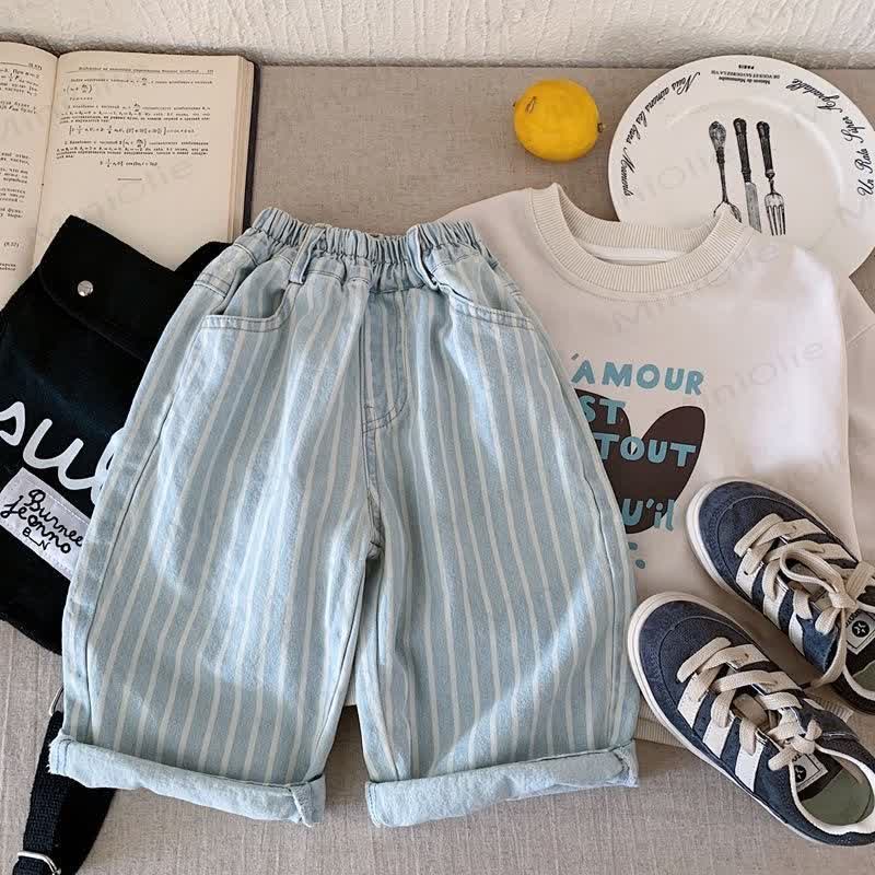 Toddler Blue Striped Denim Pants - Blue - 4-5T - image 2
