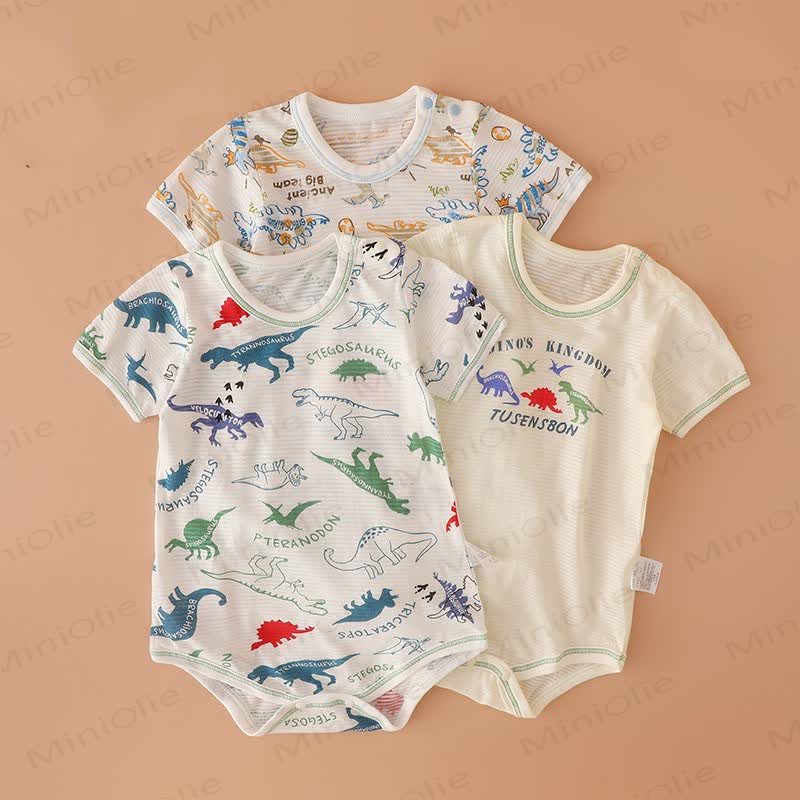 3-Pack Baby Dinosaur Print Cotton Bodysuit - White(3-pack) - 18-24M - image 1