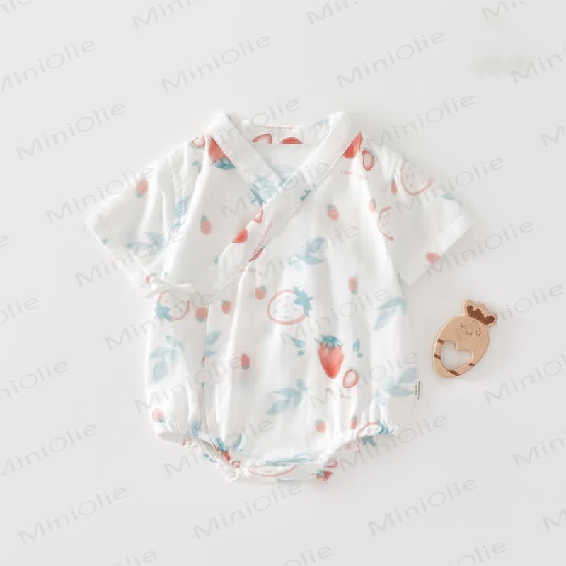 Baby Strawberry Bamboo Wrap Bodysuit - image 1