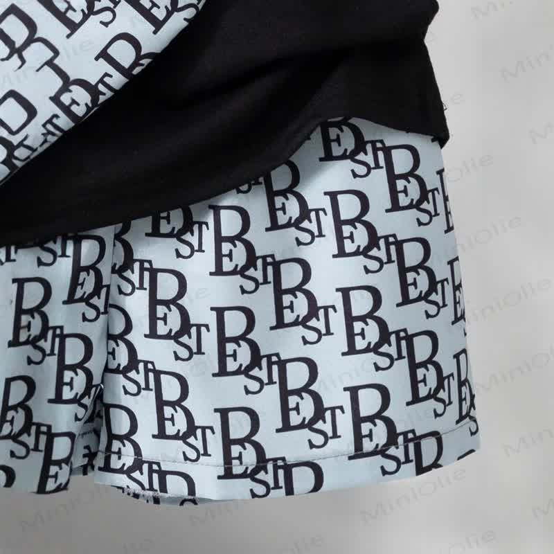 Toddler Kid Boys Letter Print Black Tee and Shorts with Crossbody Bag Three Piece Set - image 4