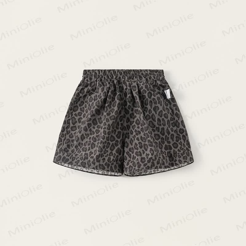 Toddler Cotton Girls Leopard Print Shorts - Black - 8-9T - image 2