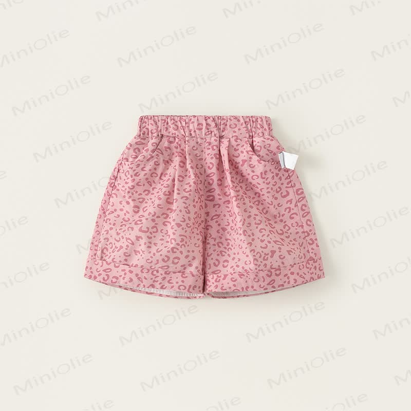 Toddler Cotton Girls Leopard Print Shorts - Pink - 8-9T - image 1