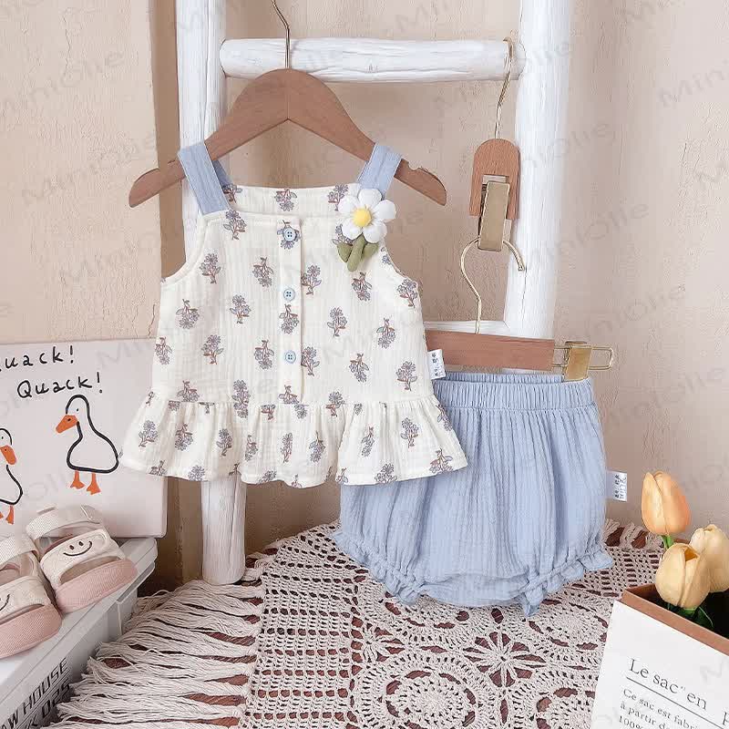 Baby Floral Blue Sleeveless Set - Blue - 2-3T - image 1