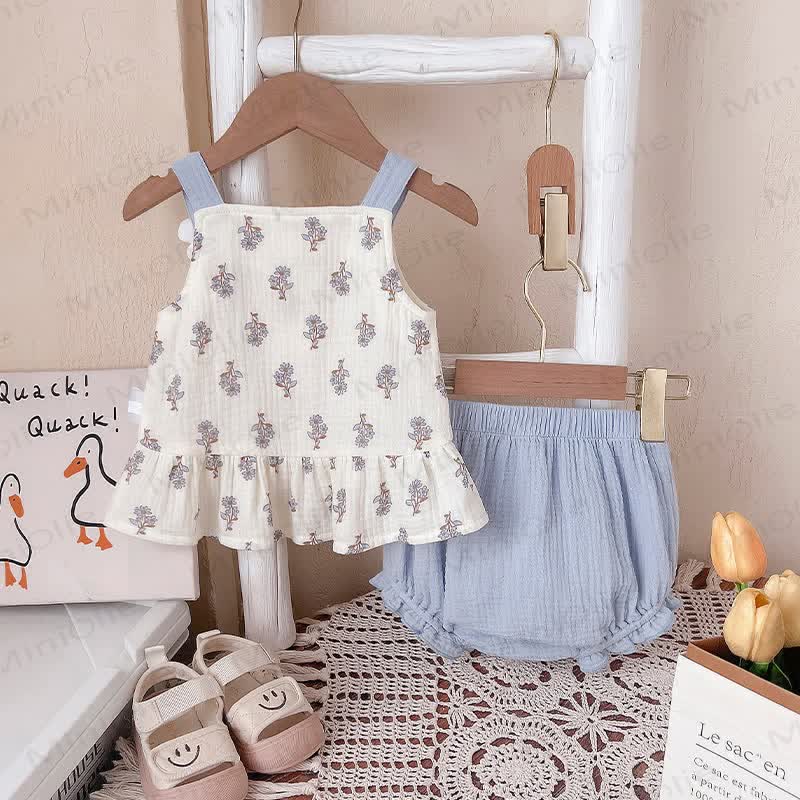 Baby Floral Blue Sleeveless Set - image 2