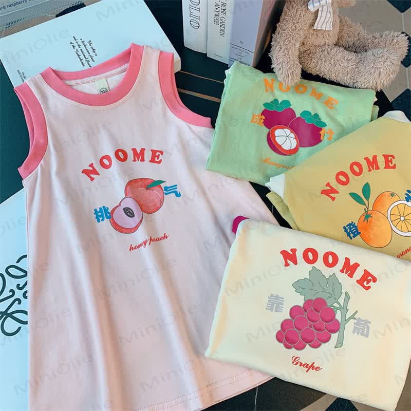 NOOME Toddler Girl Fruit Print Sleeveless Dress - image 1