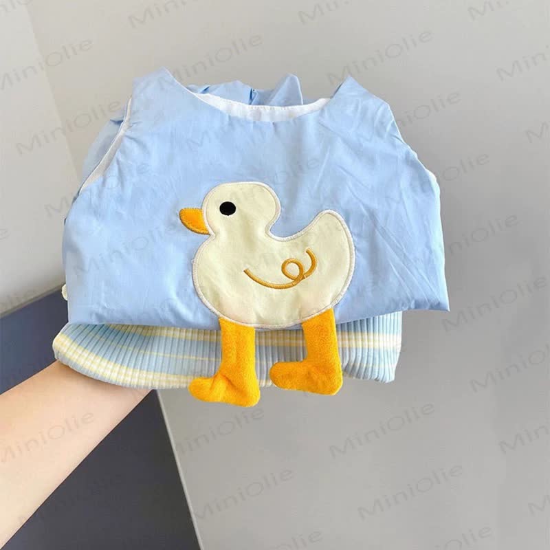 Baby Duck Print Stripe Short-Sleeve Set - image 2