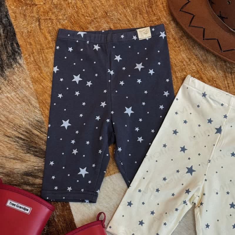 Toddler Girls Cotton Star Print Leggings - Navy - 6-7T - image 2