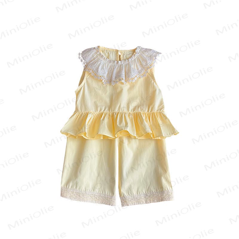Toddler Girl Lace Yellow Sleeveless Set - image 2