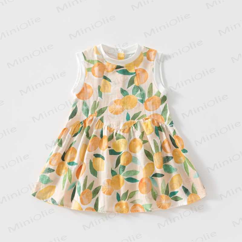 Toddler Baby Girl Fruit Print Sleeveless Dress - Yellow - 4-5T - image 3