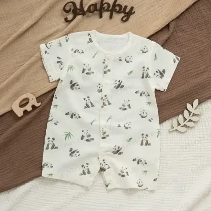 Baby Modal Ribbed Button Animal Romper - White Panda - 18-24M - image 15