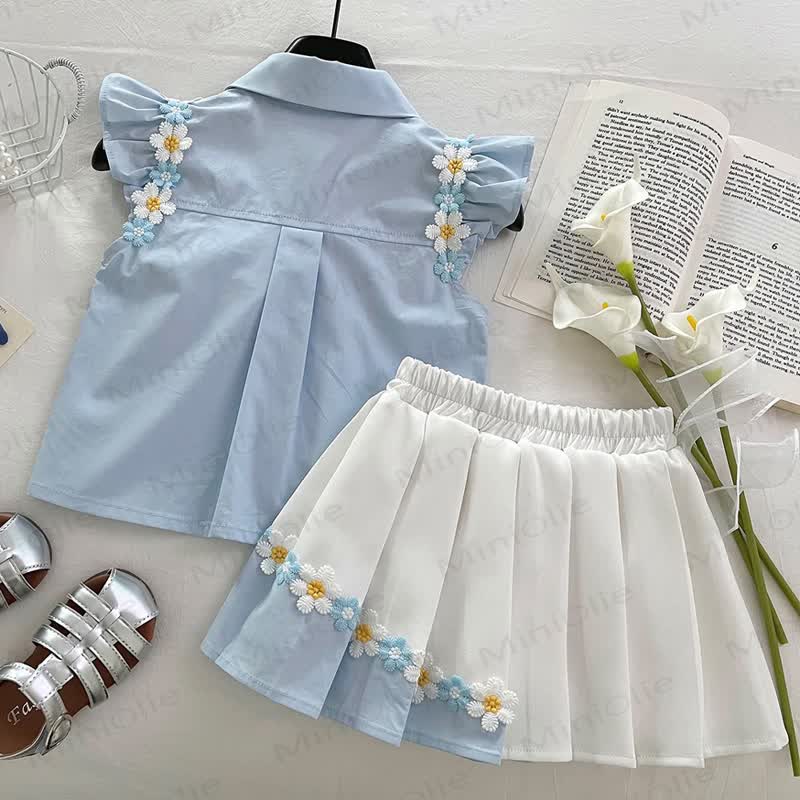 Toddler Girl Daisy Blue Sleeveless Set - image 2