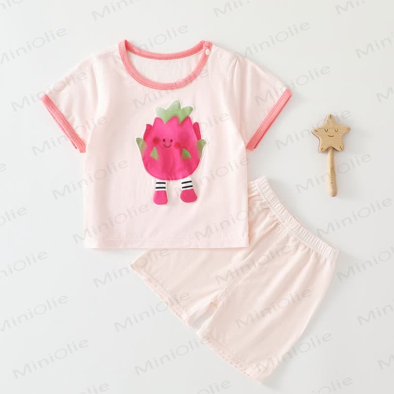 Baby Fruit Print Short Sleeve Set - Pink - 3-4T - image 3