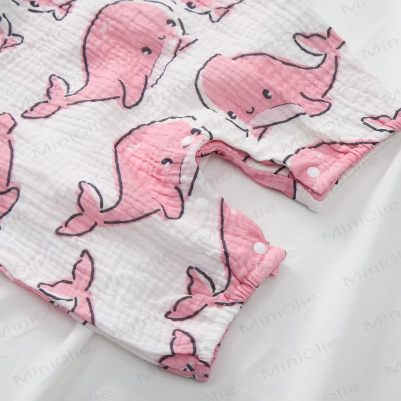 Baby Pink Whale White Romper with Hat - image 3