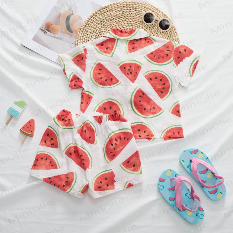 Toddler Baby White Watermelon Shirt and Shorts 2-piece Set - image 3