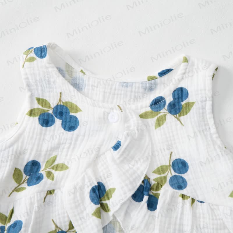 Baby Toddler Girl White Blurberry Pattern 2-piece Sleeveless Set - image 3