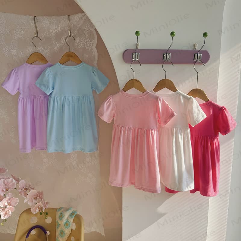 Toddler Girl Solid Color Cartoon Print Dress - image 8