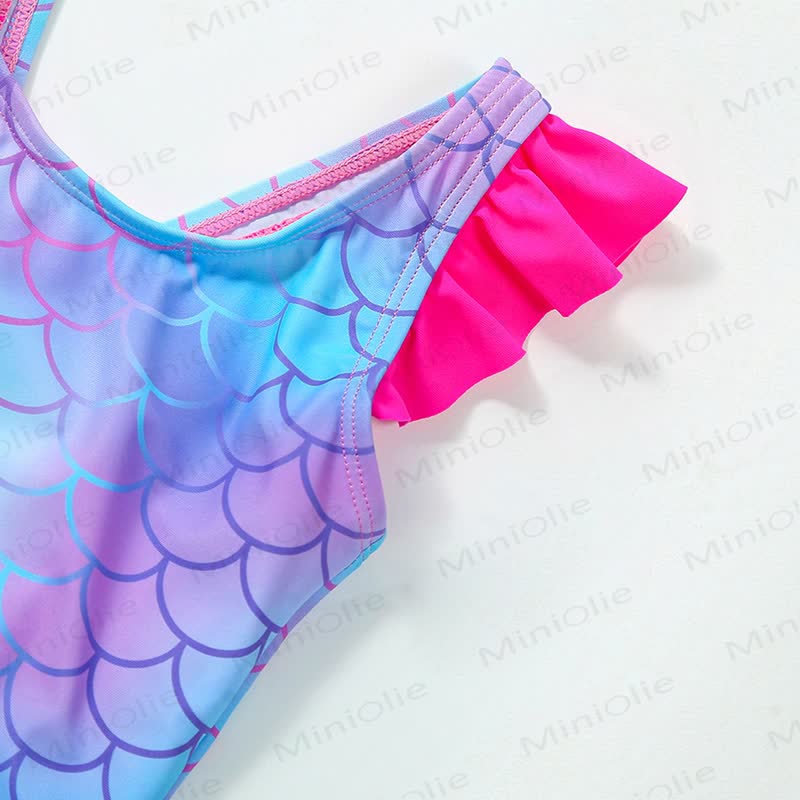 Toddler Kid Girls Mermaid Scale Ruffle Bodysuit Swimwear - image 2