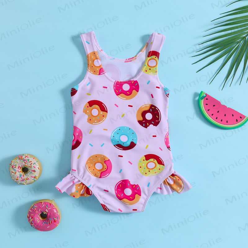 Baby Toddler Girls Sleeveless One Piece Ruffle Swim Bodysuit - Pink - 4-5T - image 2