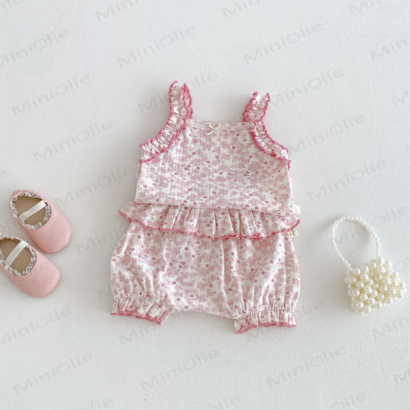 Baby Floral Pink Sleeveless Set - Pink - 3-4T - image 1