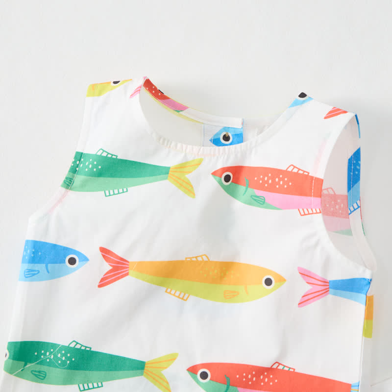 Baby Toddler Fish Print White Sleeveless 2-piece Set - image 4