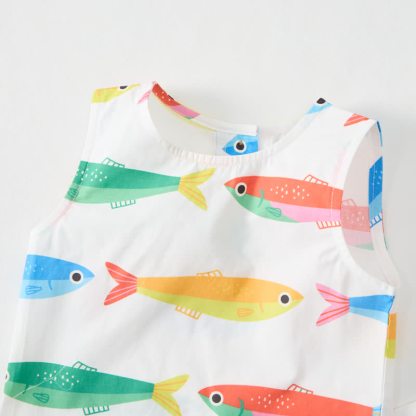 Baby Toddler Fish Print White Sleeveless 2-piece Set - image 4