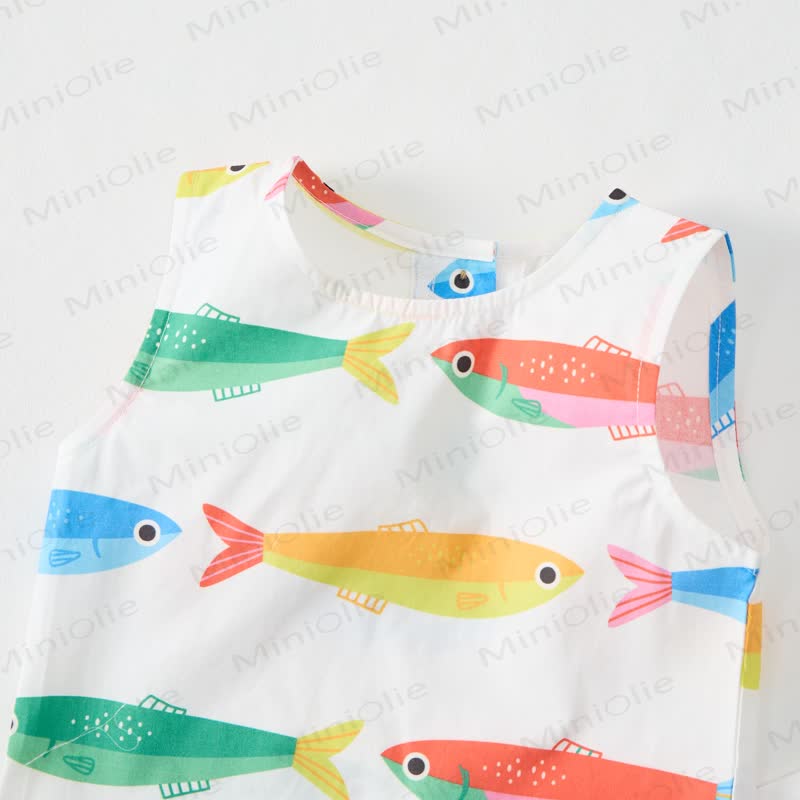 Baby Toddler Fish Print White Sleeveless 2-piece Set - image 4