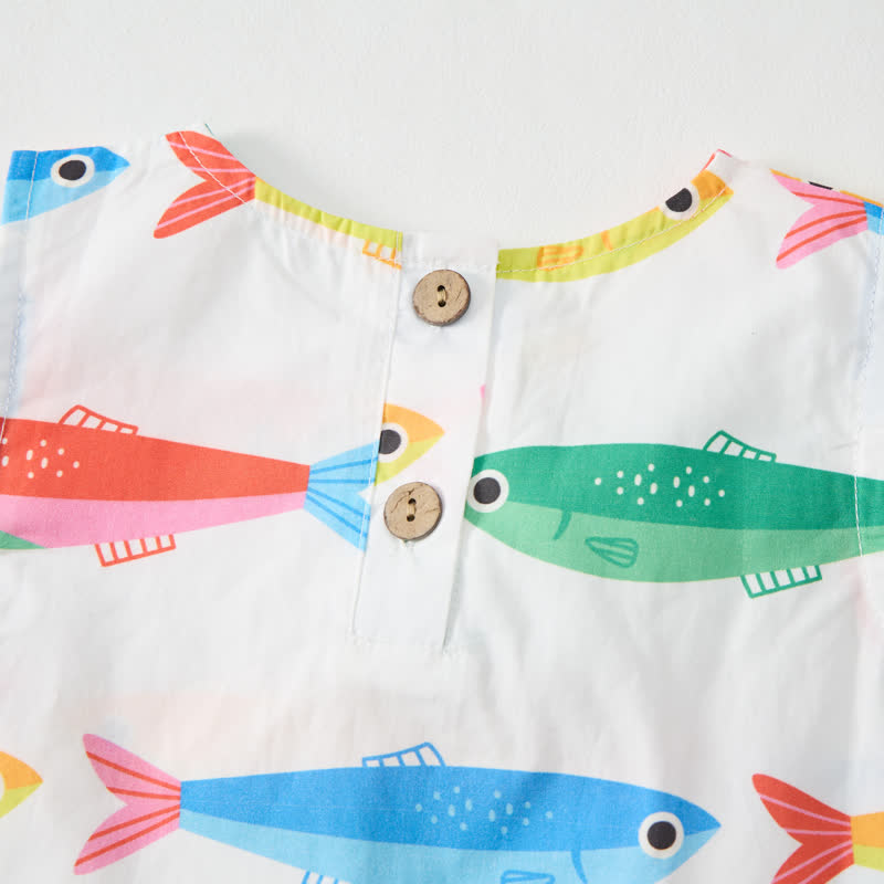 Baby Toddler Fish Print White Sleeveless 2-piece Set - image 5