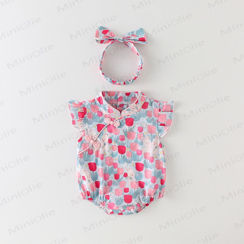 Baby Tulip Bunny Bodysuit with Headband - Pink - 18-24M - image 1