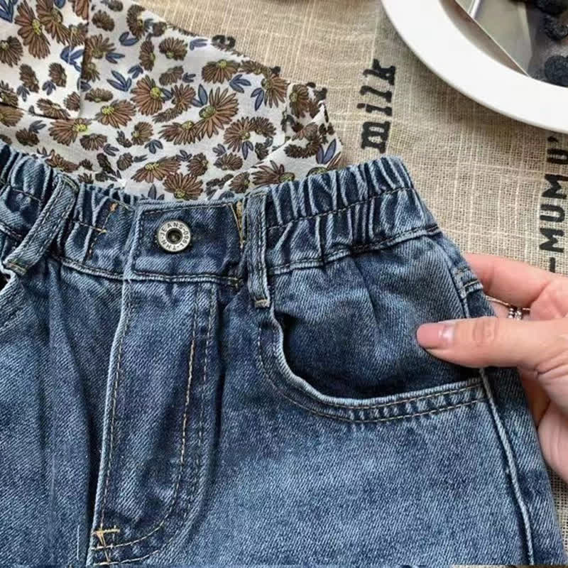 Toddler Kid Washed Denim Solid Navy Shorts - image 5