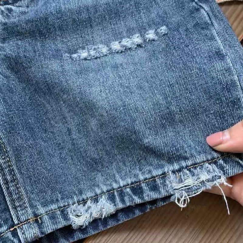 Toddler Kid Washed Denim Solid Navy Shorts - image 6